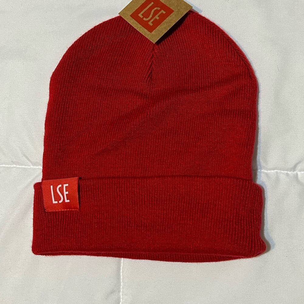 Red Knit Beanie Hat London School of Economics NWT